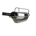 Vintage French Silvered Wire Wine Bottle Basket – Mid-Century Woven Wine Pourer - Vintage French Treasures
