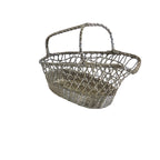 Vintage French Silvered Wire Wine Bottle Basket – Mid-Century Woven Wine Pourer - Vintage French Treasures