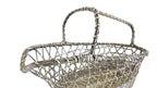 Vintage French Silvered Wire Wine Bottle Basket – Mid-Century Woven Wine Pourer - Vintage French Treasures