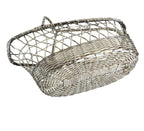 Vintage French Silvered Wire Wine Bottle Basket – Mid-Century Woven Wine Pourer - Vintage French Treasures