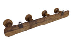 Antique French Faux Bamboo Wooden Coat Rack – Four Mushroom Peg Wall Hooks - Vintage French Treasures
