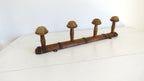 Antique French Faux Bamboo Wooden Coat Rack – Four Mushroom Peg Wall Hooks - Vintage French Treasures