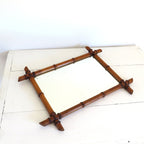 Vintage Chinoiserie Faux Bamboo Wall Mirror, Decorative Mid Century Mirror, Faux Bamboo Frame - Vintage French Treasures