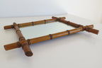Antique French Faux Bamboo Mirror, Chinoiserie Wooden Wall Mirror, Victorian Decor - Vintage French Treasures
