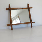 Antique French Faux Bamboo Mirror, Chinoiserie Wooden Wall Mirror, Victorian Decor - Vintage French Treasures