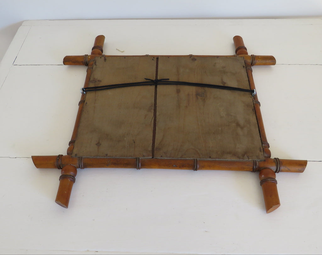 Antique French Faux Bamboo Mirror, Chinoiserie Wooden Wall Mirror, Victorian Decor - Vintage French Treasures