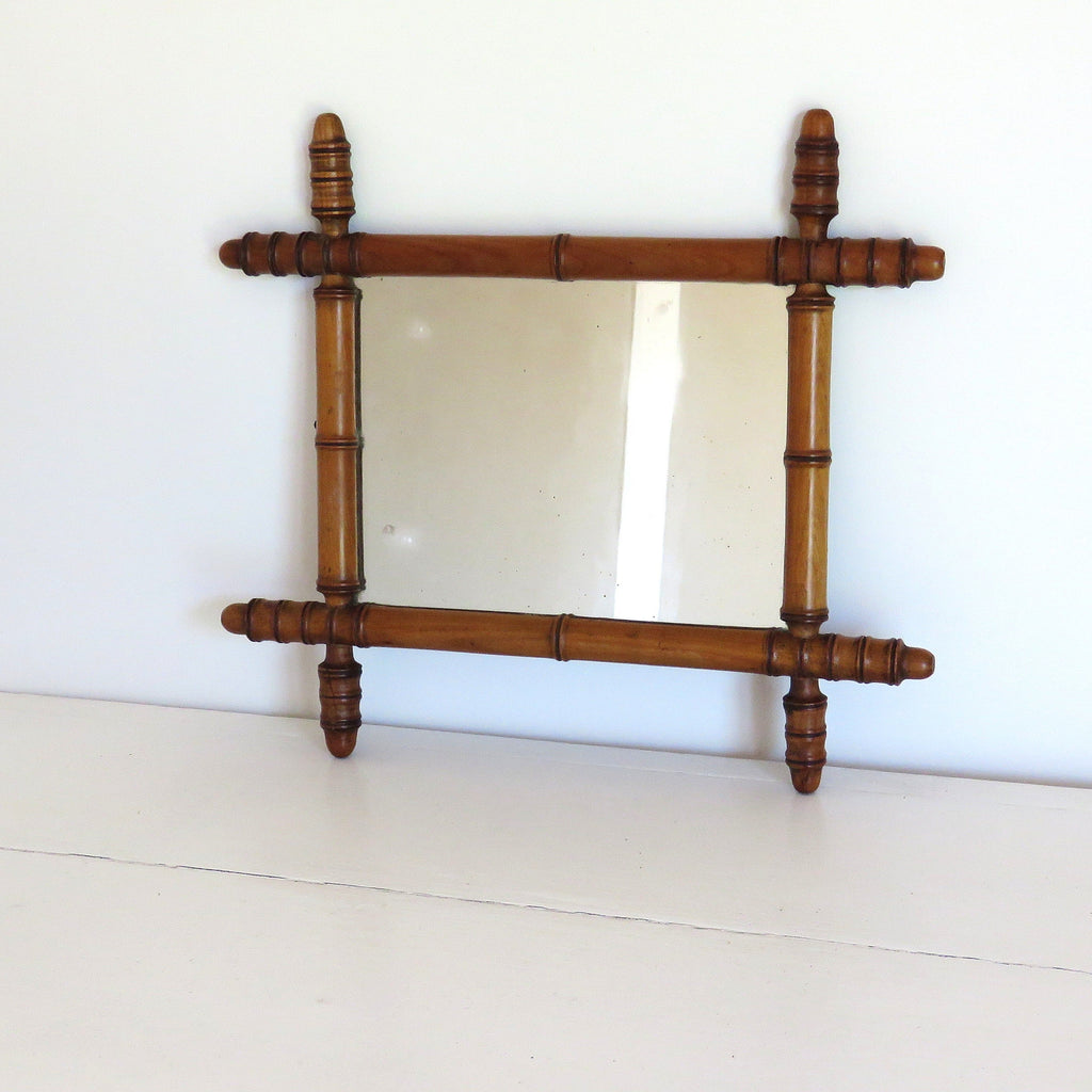 Vintage French Wooden Wall Mirror – Warm Rustic Country Style - Vintage French Treasures