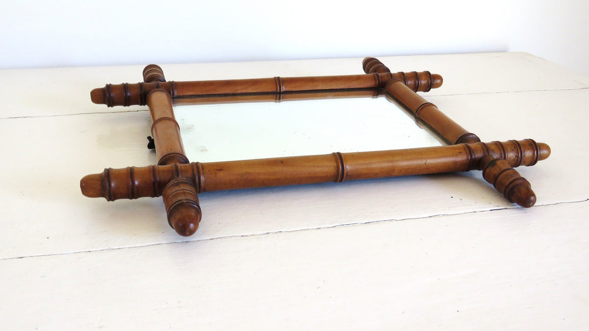 Vintage French Wooden Wall Mirror – Warm Rustic Country Style - Vintage French Treasures