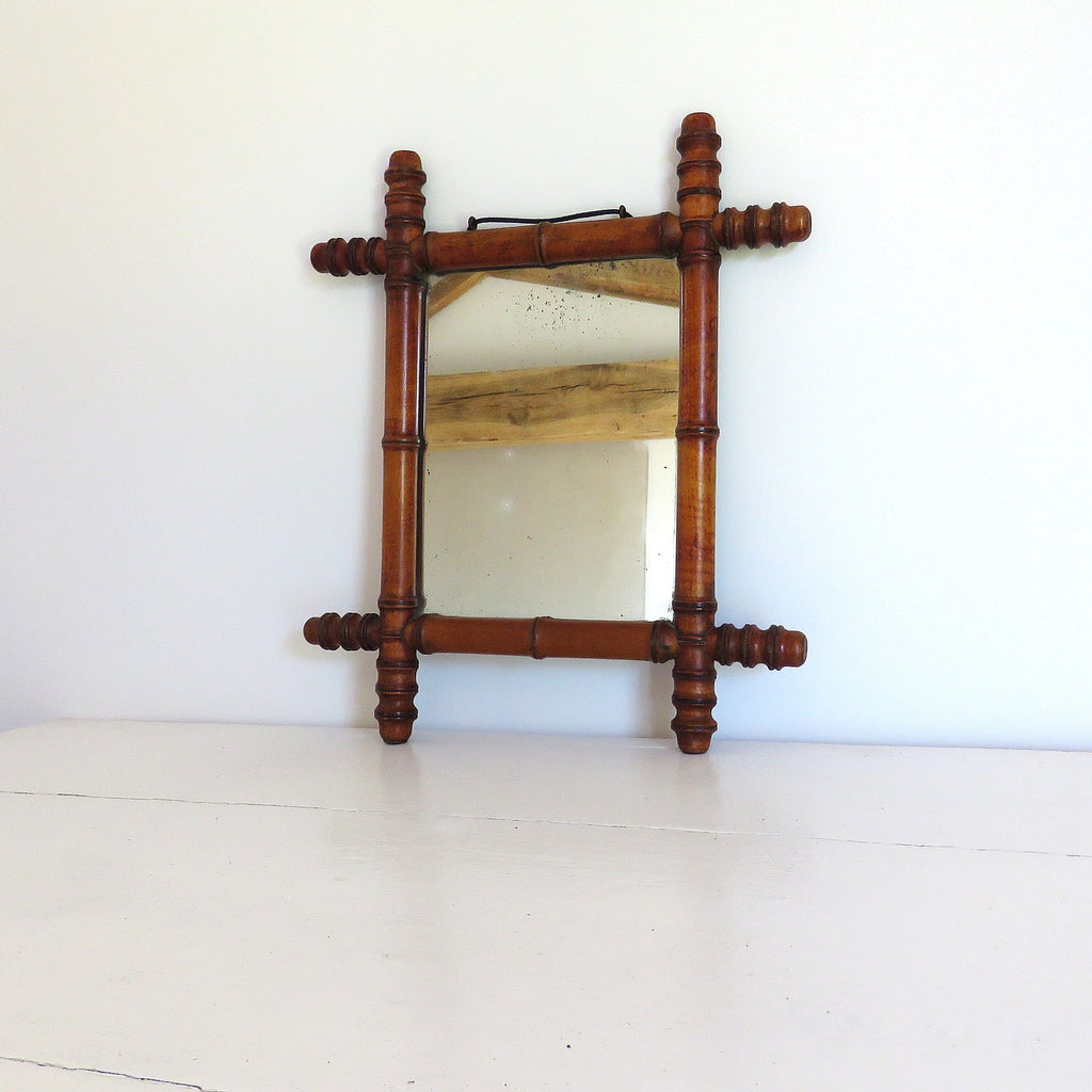 Antique French Chinoiserie Faux Bamboo Mirror c.1900 - Vintage French Treasures