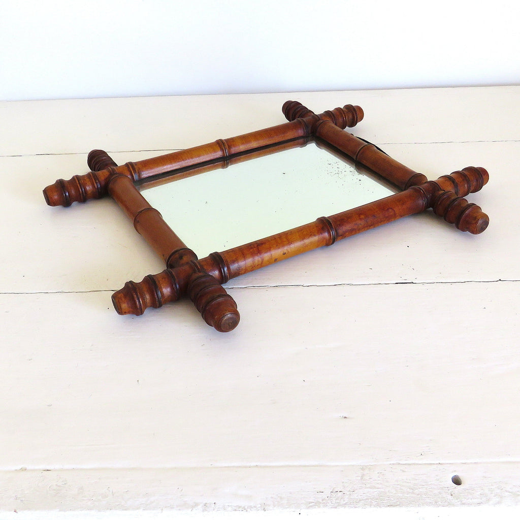 Antique French Chinoiserie Faux Bamboo Mirror c.1900 - Vintage French Treasures