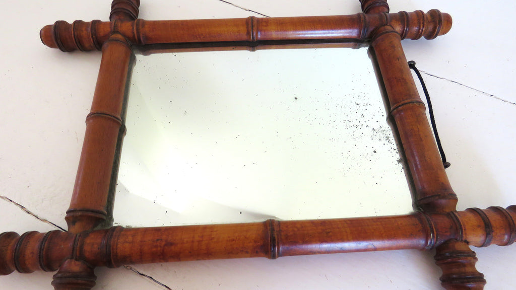 Antique French Chinoiserie Faux Bamboo Mirror c.1900 - Vintage French Treasures