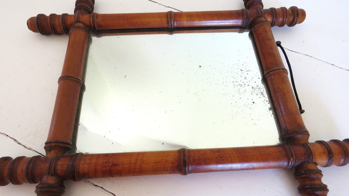 Antique French Chinoiserie Faux Bamboo Mirror c.1900 - Vintage French Treasures