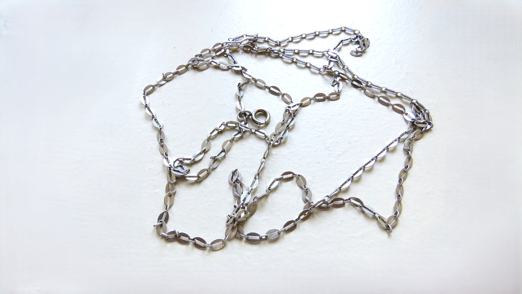 Antique French Silver Jeannette Cross, 54" Hallmarked Chased Silver Chain, 19th Century Religious Jewellery