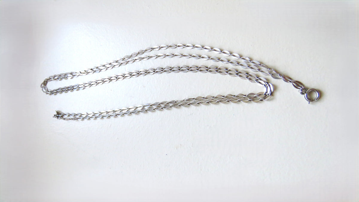 Antique French Silver Jeannette Cross, 54" Hallmarked Chased Silver Chain, 19th Century Religious Jewellery
