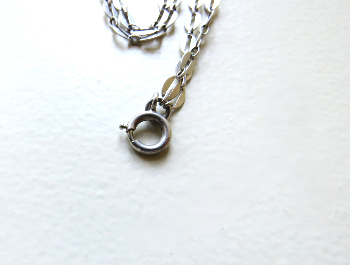 Antique French Silver Jeannette Cross, 54" Hallmarked Chased Silver Chain, 19th Century Religious Jewellery