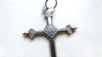 Antique French Silver Jeannette Cross, 54" Hallmarked Chased Silver Chain, 19th Century Religious Jewellery