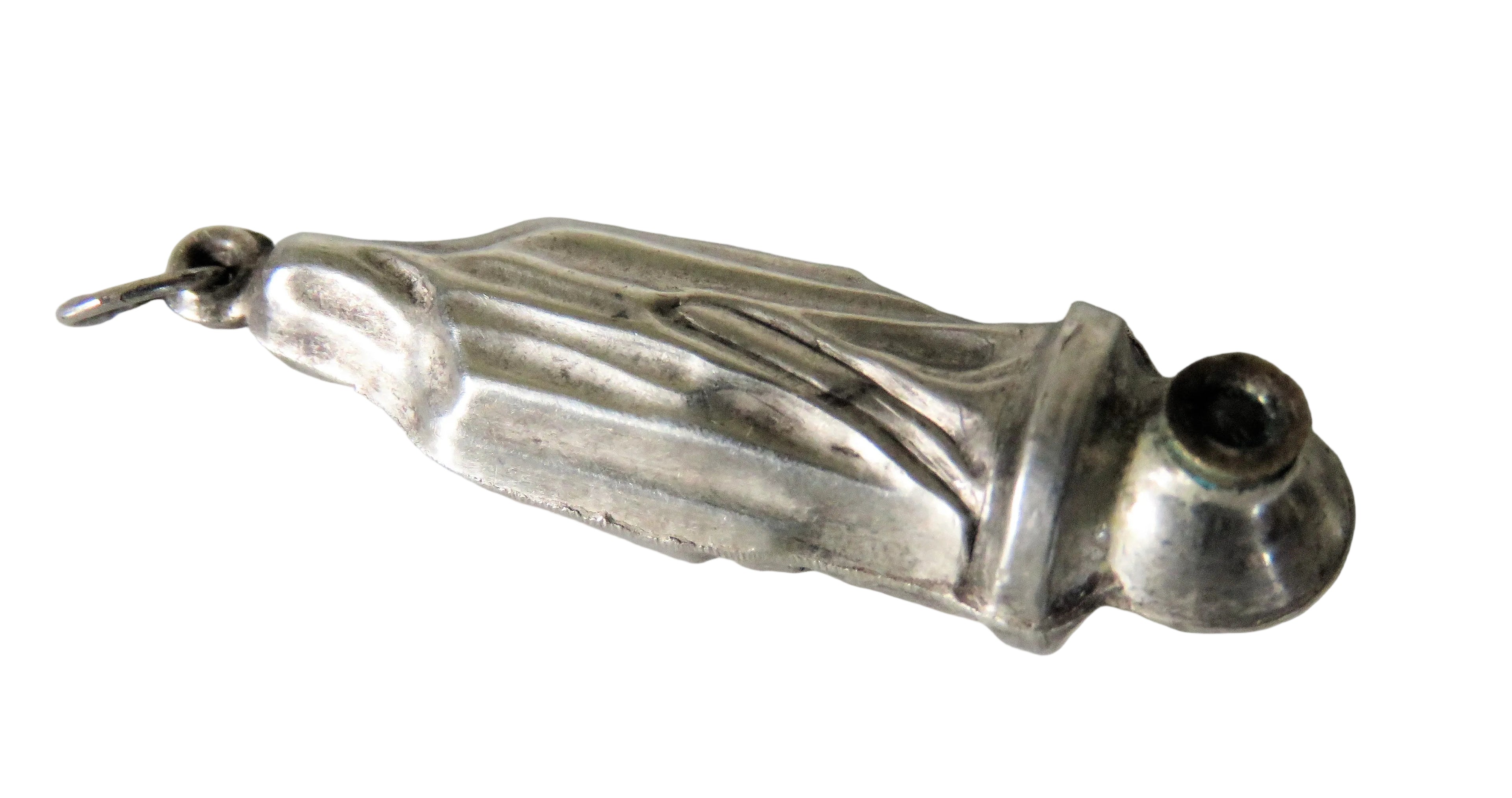 Antique French Silver Our Lady of Lourdes Stanhope Pendant, Miniature Viewer with Three Lourdes Scenes - Vintage French Treasures