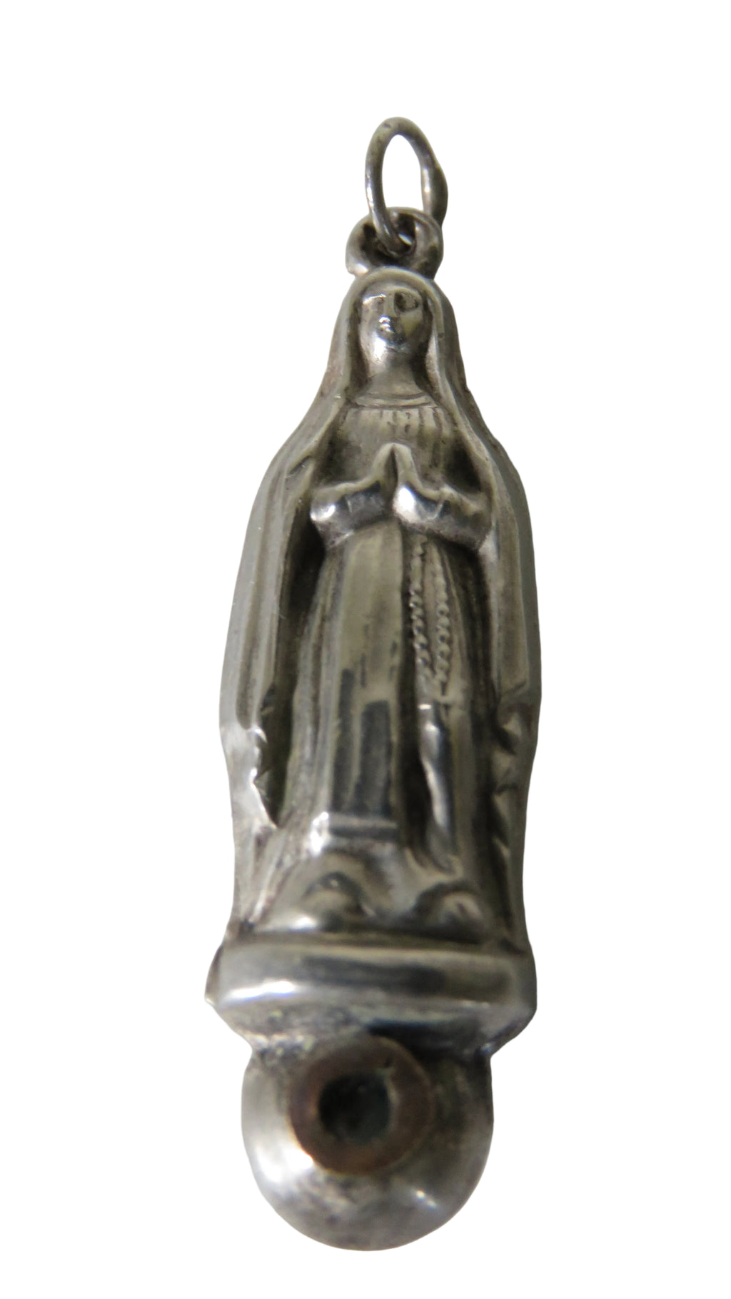 Antique French Silver Our Lady of Lourdes Stanhope Pendant, Miniature Viewer with Three Lourdes Scenes - Vintage French Treasures