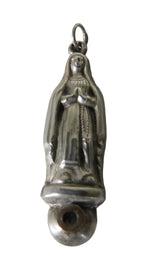Antique French Silver Our Lady of Lourdes Stanhope Pendant, Miniature Viewer with Three Lourdes Scenes - Vintage French Treasures