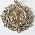 Large Antique French Silver and Gold First Communion Medal, Ornate Oval Eucharistic Chalice Pendant - Vintage French Treasures