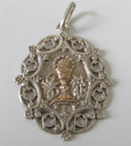 Large Antique French Silver and Gold First Communion Medal, Ornate Oval Eucharistic Chalice Pendant - Vintage French Treasures