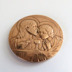 Antique French Bronze First Communion Medal by Félix Rasumny, Art Deco Catholic Eucharist Medallion in Original Box - Vintage French Treasures