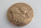 Antique French Bronze First Communion Medal by Félix Rasumny, Art Deco Catholic Eucharist Medallion in Original Box - Vintage French Treasures