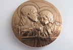 Antique French Bronze First Communion Medal by Félix Rasumny, Art Deco Catholic Eucharist Medallion in Original Box - Vintage French Treasures