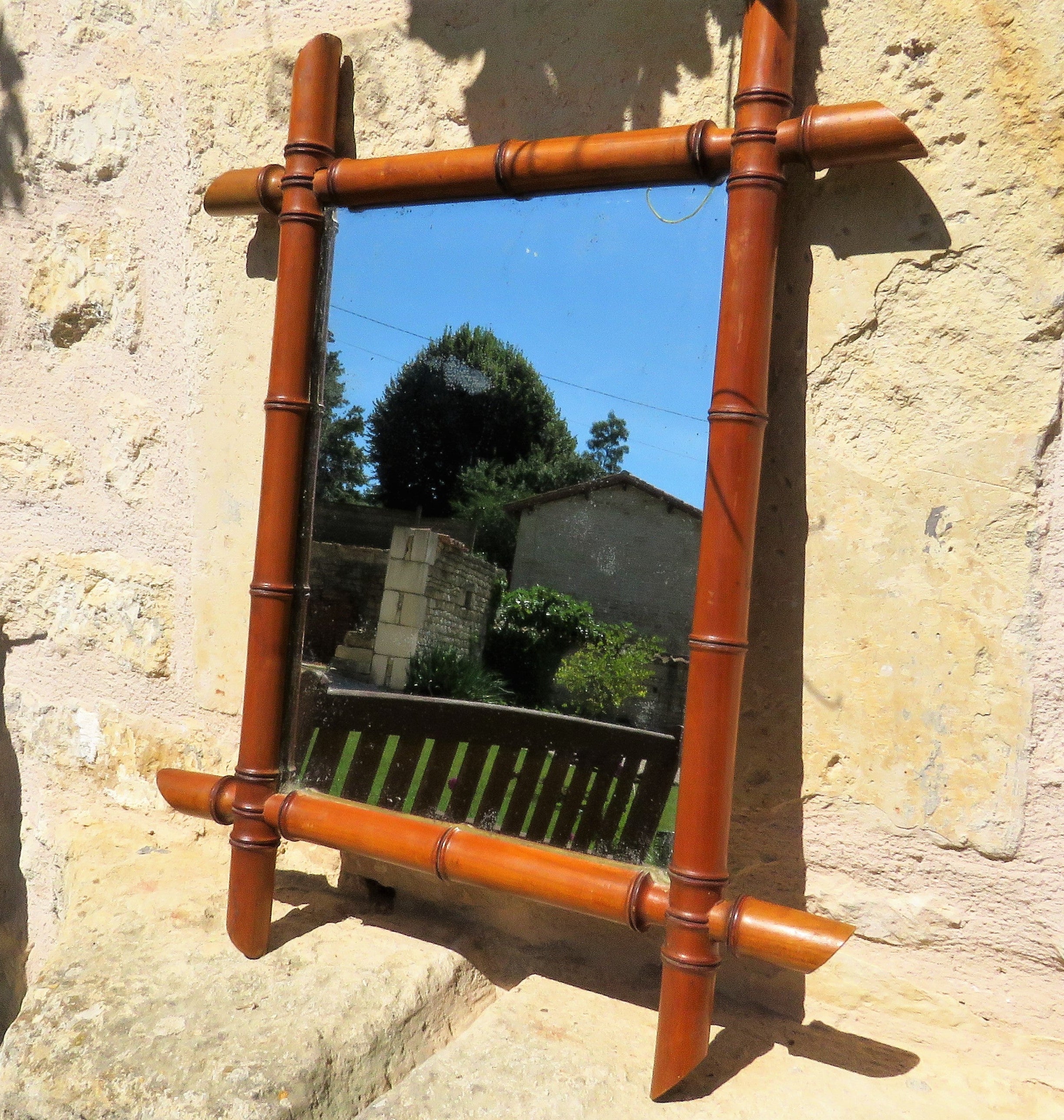 Antique French Faux Bamboo Mirror