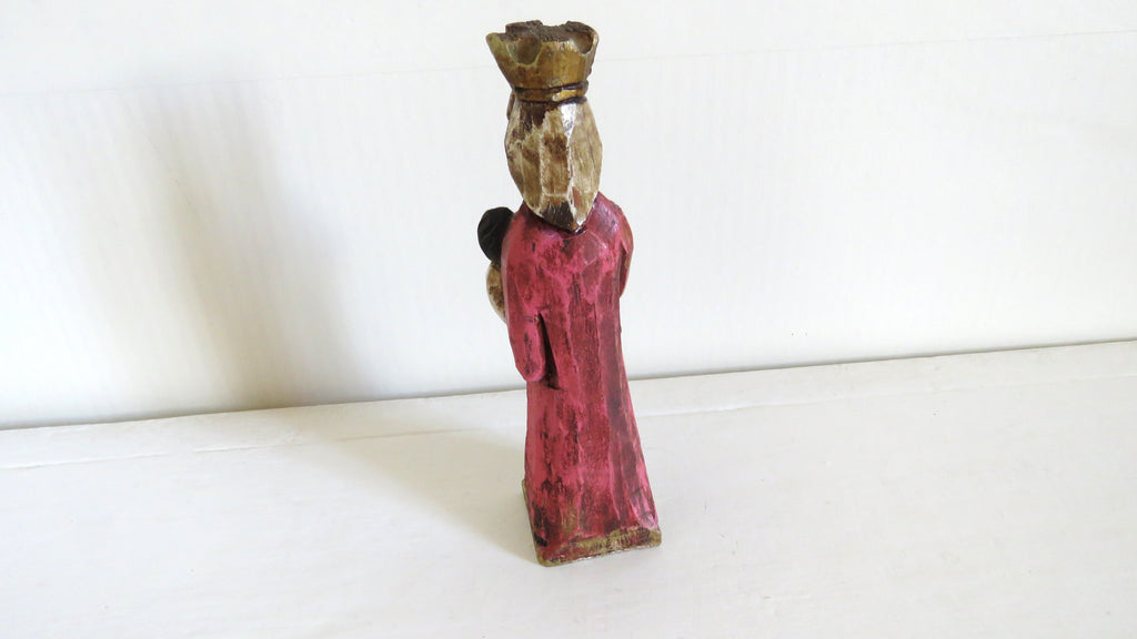 Hand-Carved Wooden Madonna and Child – Polychrome Religious Folk Art Figure