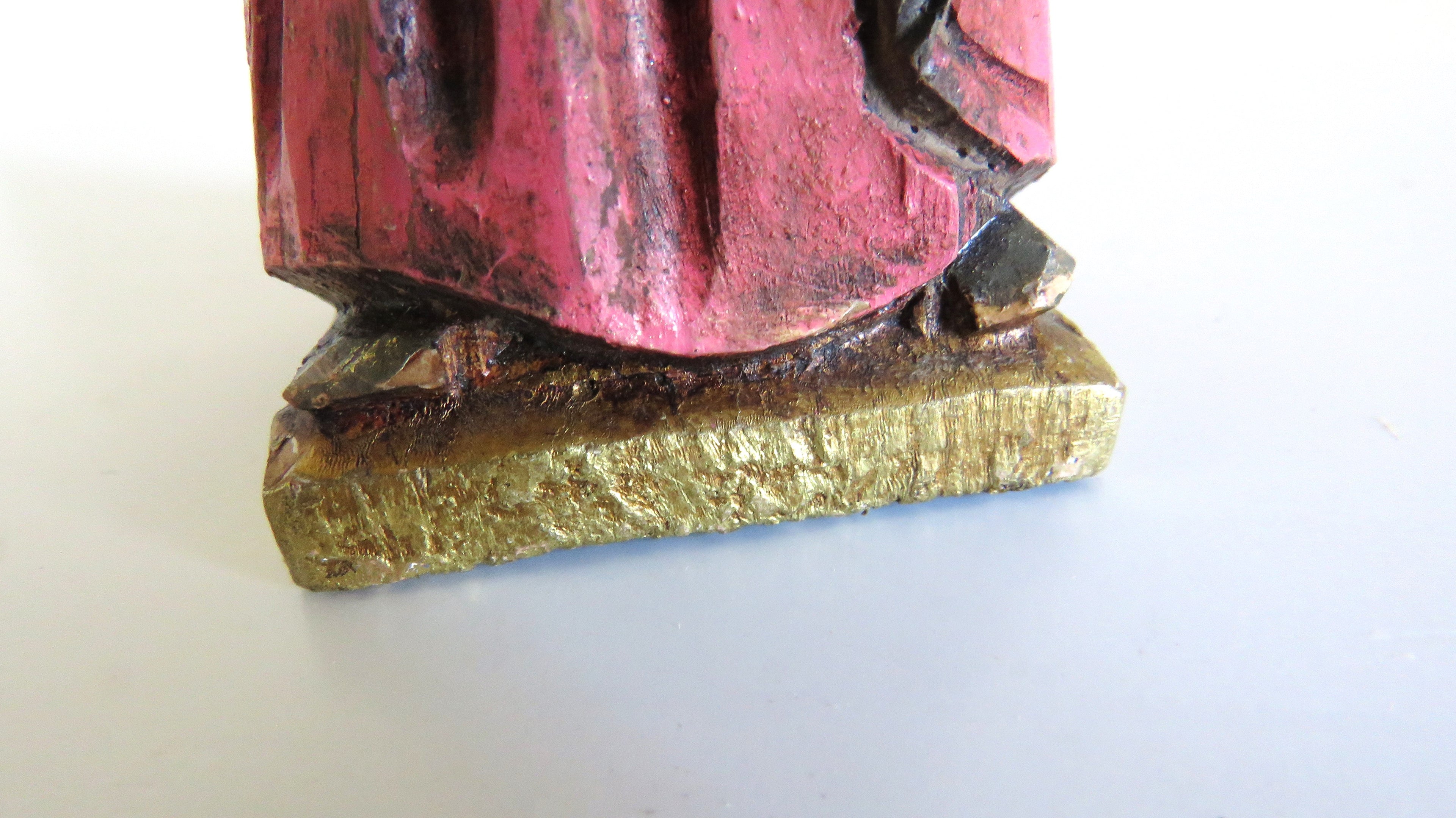 Hand-Carved Wooden Madonna and Child – Polychrome Religious Folk Art Figure