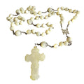Antique French Mother of Pearl Rosary with Marian Centre – Large Solid Silver Rosary -