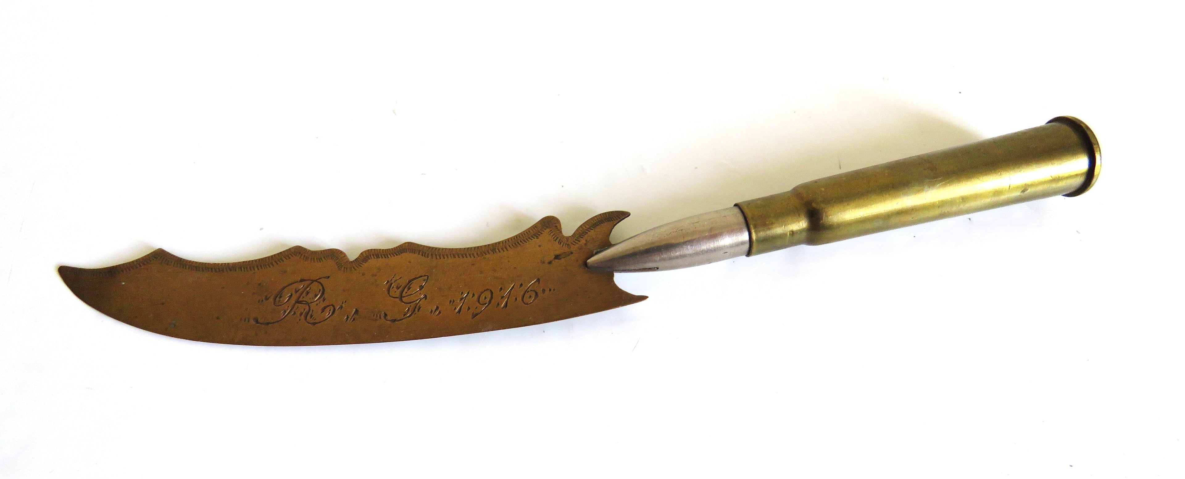Antique WWI Trench Art Letter Openers – Burnhaupt Alsace 1916 & R.G. 1916 - Vintage French Treasures