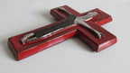 Vintage Mid-Century Ceramic Wall Crucifix, Red Glazed Cross with Stylised Christ - Vintage French Treasures