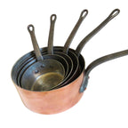 Vintage French Copper Saucepan Set Villedieu Série Spéciale Copper Pans with Forged Iron Handles French Country Kitchen Decor -