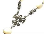 Antique French Silver Mother of Pearl Rosary, Large 1800s Catholic Rosary, Marian Centre, Carved Crucifix, Devotional Antique -