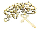 Antique French Silver Mother of Pearl Rosary, Large 1800s Catholic Rosary, Marian Centre, Carved Crucifix, Devotional Antique -
