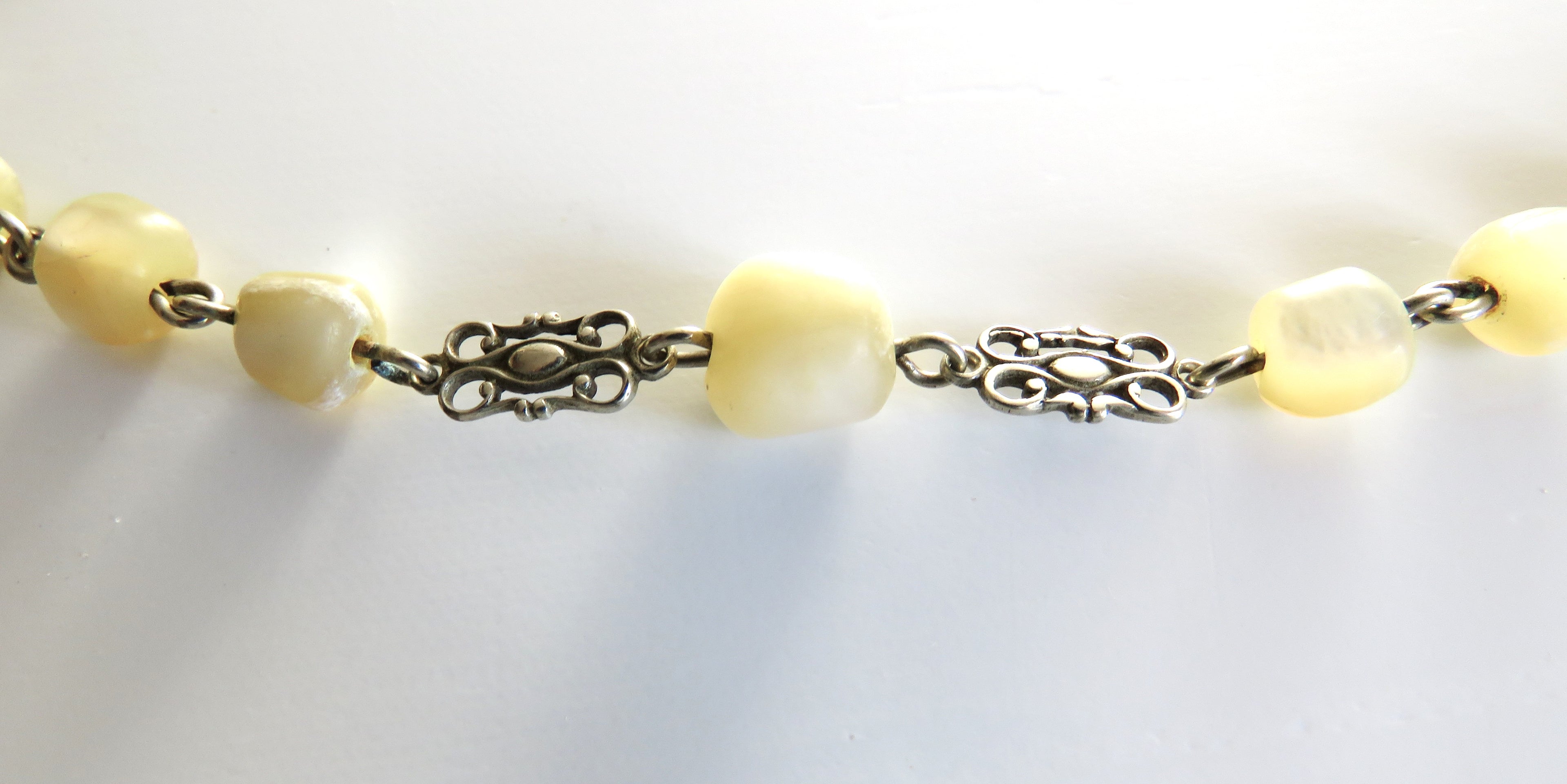 Antique French Silver Mother of Pearl Rosary, Large 1800s Catholic Rosary, Marian Centre, Carved Crucifix, Devotional Antique - Vintage French Treasures