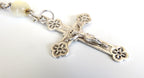 Antique French Mother of Pearl Rosary with Hallmarked Silver Crucifix & Centre c.1900–1925 -
