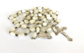 Antique French Mother of Pearl Rosary with Hallmarked Silver Crucifix & Centre c.1900–1925 - Vintage French Treasures