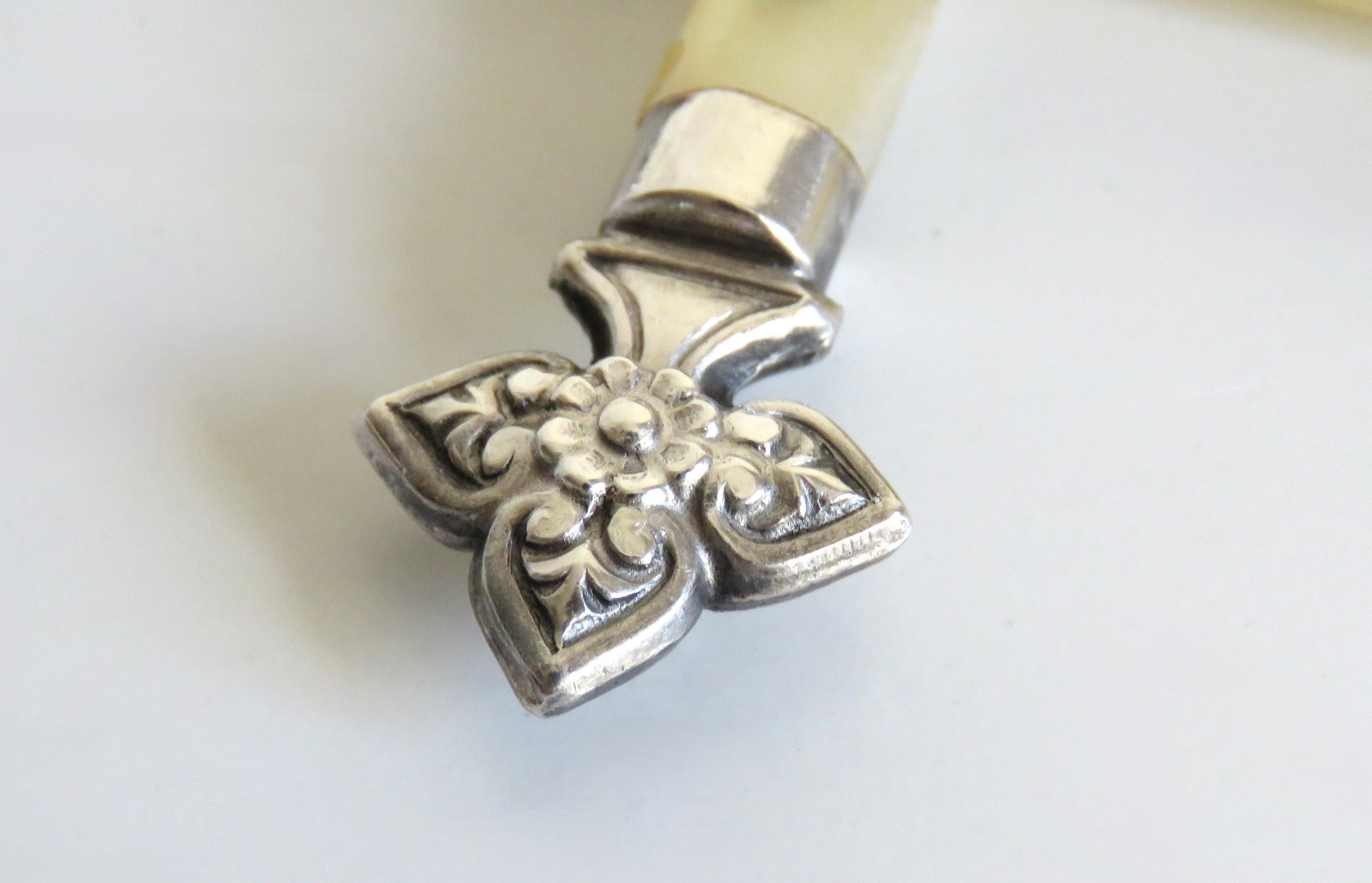 Antique French Mother of Pearl Crucifix Hallmarked Silver Cross c.1900 - Vintage French Treasures