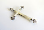 Antique French Mother of Pearl Crucifix Hallmarked Silver Cross c.1900 - Vintage French Treasures