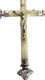 Antique French Mother of Pearl Crucifix Hallmarked Silver Cross c.1900 - Vintage French Treasures