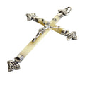 Antique French Mother of Pearl Crucifix Hallmarked Silver Cross c.1900 -