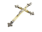 Antique French Mother of Pearl Crucifix Hallmarked Silver Cross c.1900 - Vintage French Treasures