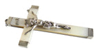 Antique French Mother of Pearl Crucifix with Hallmarked Silver Mounts, Dated 1892 - Vintage French Treasures