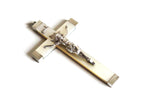 Antique French Mother of Pearl Crucifix with Hallmarked Silver Mounts, Dated 1892 - Vintage French Treasures