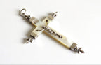 Antique French Mother of Pearl Crucifix Hallmarked Silver Dated 1906 - Vintage French Treasures