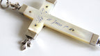 Antique French Mother of Pearl Crucifix Hallmarked Silver Dated 1906 - Vintage French Treasures
