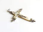Antique French Mother of Pearl Crucifix Hallmarked Silver Dated 1906 - Vintage French Treasures